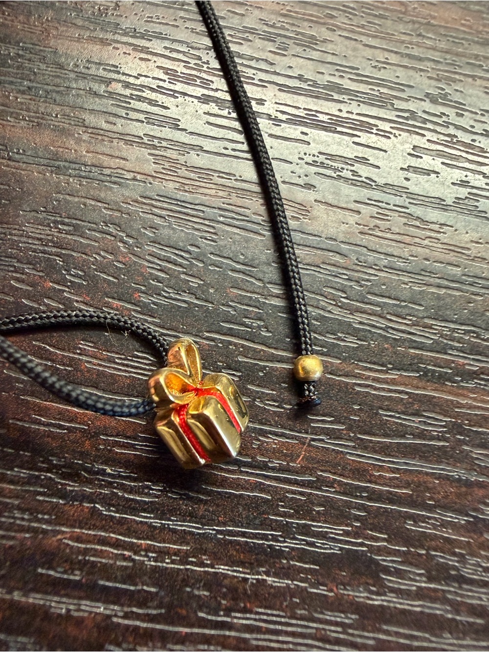 Cut little Gold and Red Gift Charm Pendant Necklace from Greece